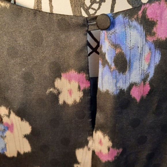 Size 10 Black & Floral Chiffon Relaxed Fit Above Knee Shift Dress - Picture 5 of 6